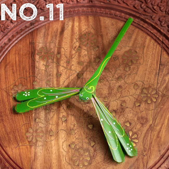 【約15cm】ベトナムの竹製トンボ【ヤジロベエ】の商品写真 17枚目 No.11:グリーン系