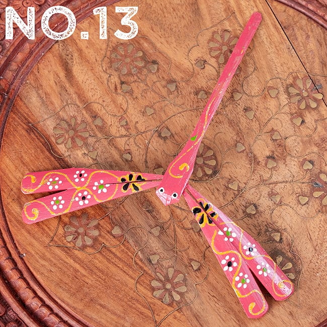 【約15cm】ベトナムの竹製トンボ【ヤジロベエ】の商品写真 19枚目 No.13:スモーキーピンク系