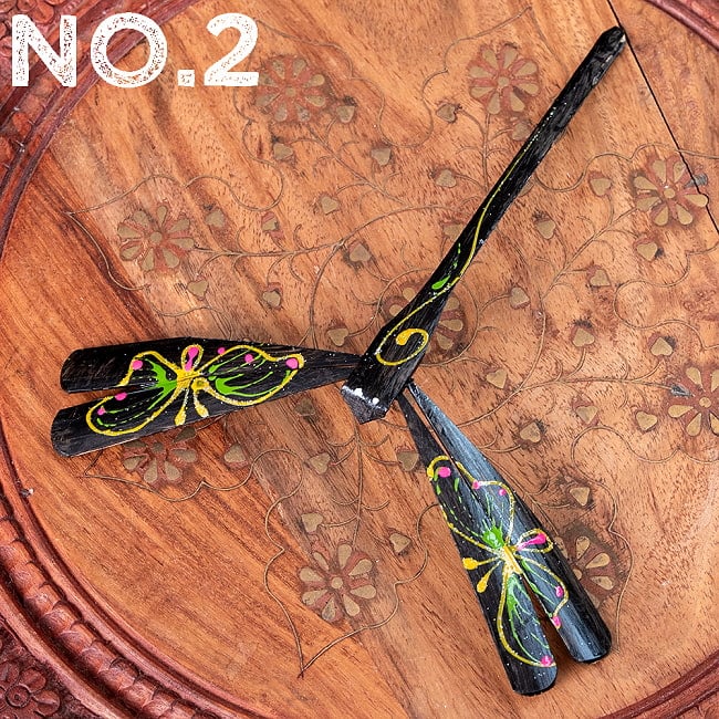 【約15cm】ベトナムの竹製トンボ【ヤジロベエ】の商品写真 8枚目 No.2:ブラック系