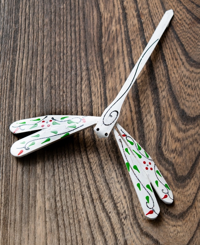 【15cm】ベトナムの竹製トンボ【ヤジロベエ】 白系の写真