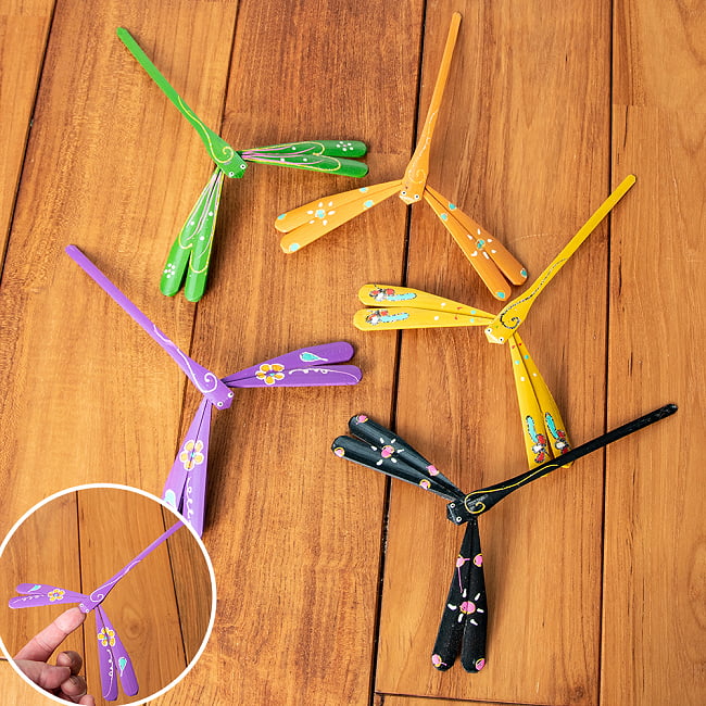 【16cm】ベトナムの竹製トンボ【ヤジロベエ】 の写真ヤジロベエ,ヤジロベー,トンボ,チュオンチュオン,竹,ベトナム,おみやげ