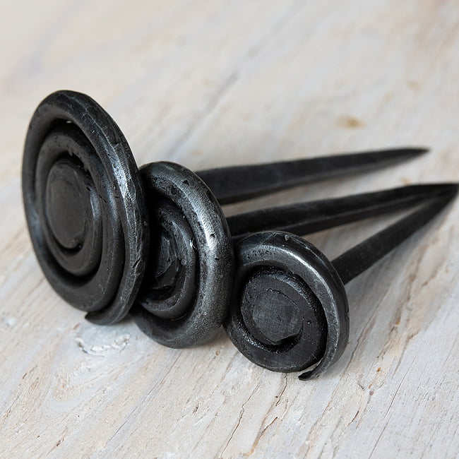 【5個SET】インドのアイアン 釘 ネイル - うずまき 【7.5cm】 3 - サイズ違いがあります